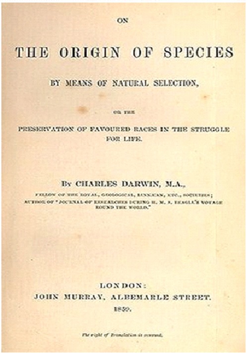 Buku berjudul “On The Origin of Species” edisi tahun 1859.